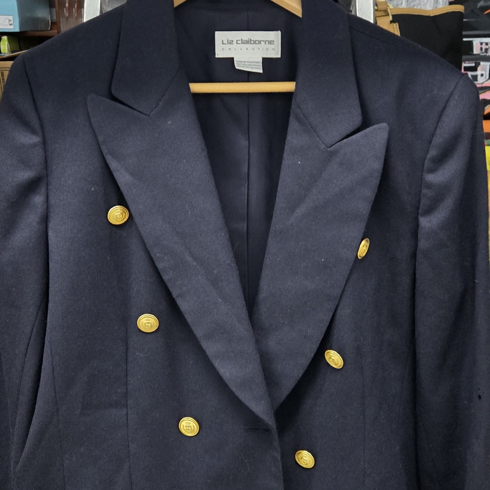 Liz Claiborne Navy Blazer with Gold Buttons